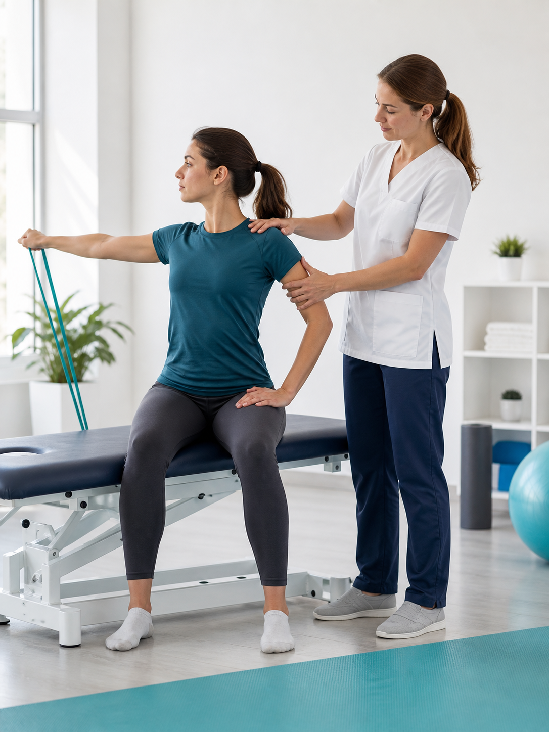 Atendimento de fisioterapia com exercício assistido